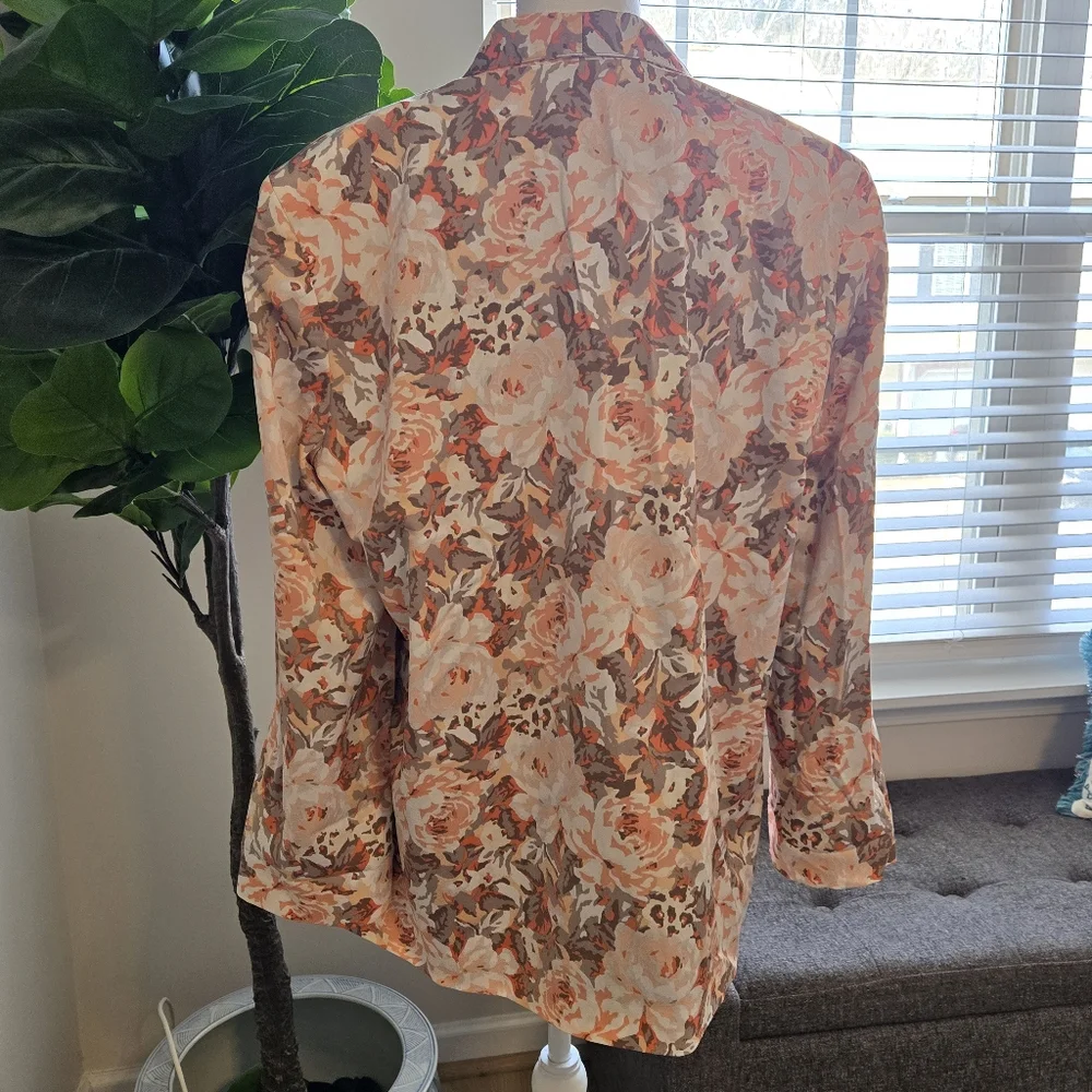 EVA Mendez Women's Size 16 Floral lined silky 1-button blazer - Picture 8 of 8